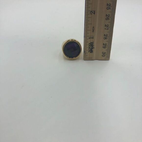 18K Gold Plated Women's Heavy Bling Sparkling Statement Ring Purple Size 8 - Picture 8 of 8